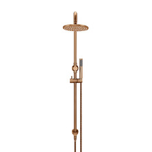 Round 200mm Twin shower with Square Gooseneck & Single Function Hand Shower